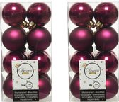 32x stuks kunststof kerstballen framboos roze (magnolia) 4 cm - Mat/glans - Onbreekbare plastic kerstballen