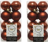 32x stuks kunststof kerstballen terra bruin 4 cm - Mat/glans - Onbreekbare plastic kerstballen