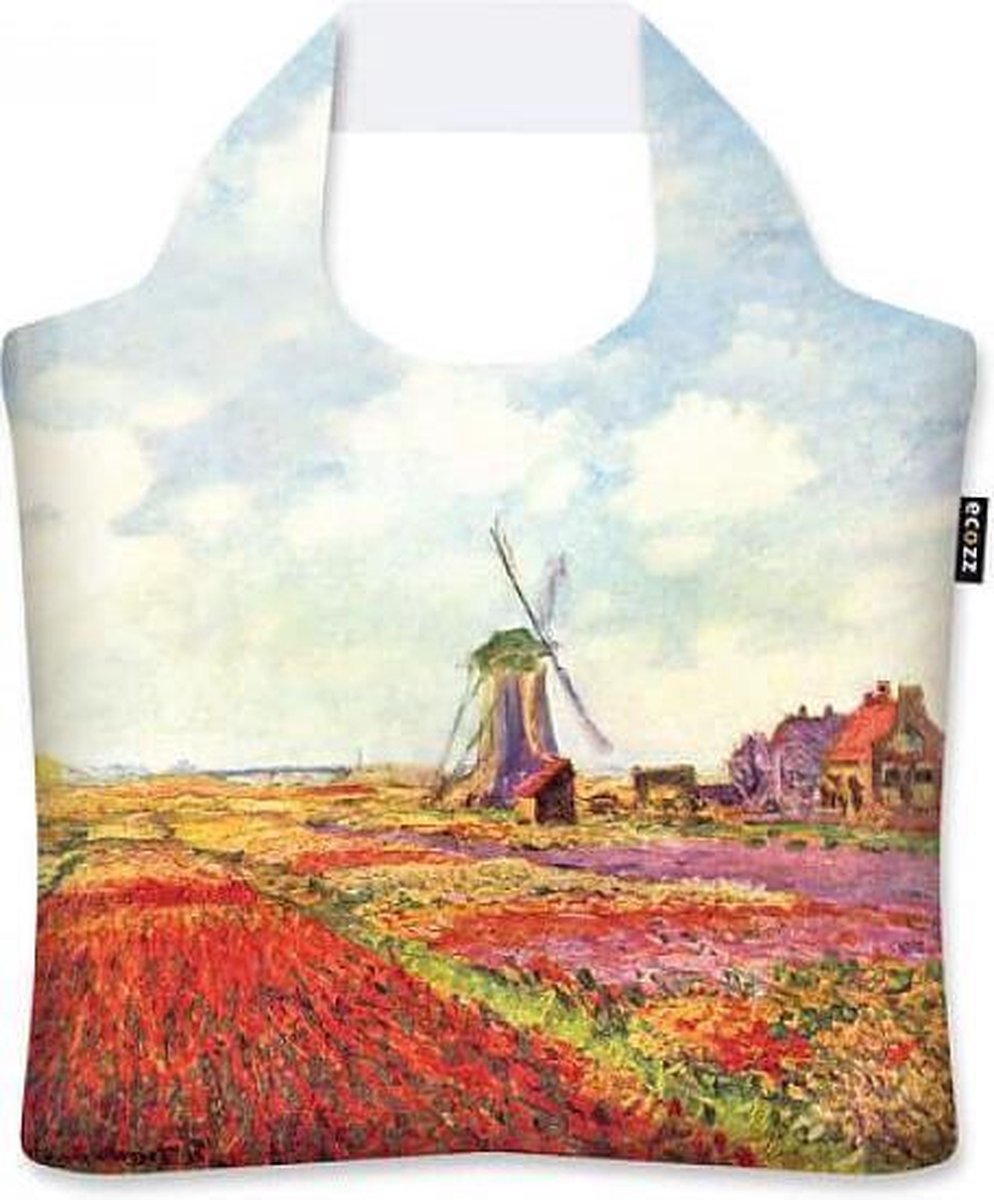 Ecozz tas - Tulip Fields in Holland - Claude Monet - met rits - 46x41 cm