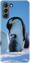ADEL Siliconen Back Cover Softcase Hoesje Geschikt voor Samsung Galaxy S21 Plus - Pinguin Blauw