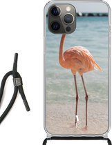iPhone 12 Pro Max hoesje met koord - Flamingo