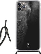 iPhone 11 Pro hoesje met koord - Elephant Black and White