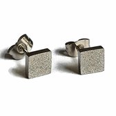 Aramat jewels ® - Oorbellen vierkant 6mm sandblasted zweerknopjes staal