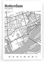 Walljar - Stadskaart Rotterdam Centrum III - Muurdecoratie - Poster met lijst
