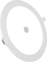 LED Downlight Slim - Igna - PIR Bewegingssensor 360° - Inbouw Rond 12W - Helder/Koud Wit 6000K - Mat Wit - Ø170mm