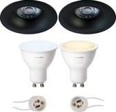 PHILIPS HUE - LED Spot Set GU10 - White Ambiance - Bluetooth - Primux Nora Pro - Inbouw Rond - Mat Zwart - Ø82mm
