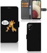 Wallet Book Case Samsung Galaxy A12 GSM Hoesje Giraffe