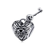 hart bedel met sleutel | heart bead | Zilverana | geschikt voor Biagi , Pandora , Trollbeads armband | 925 zilver