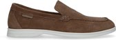 Manfield - Heren - Taupe suède loafers met witte zool - Maat 43