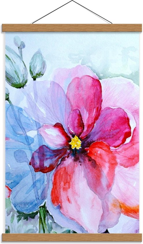 Schoolplaat – Aquarel Bloemen Getekend - 40x60cm Foto op Textielposter (Wanddecoratie op Schoolplaat)