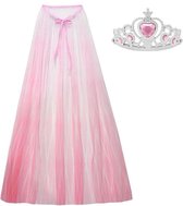 Prinsessen cape prinsessen roze jurk verkleedkleding + kroon