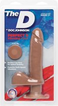 The D - Perfect D with Balls Vibrating - 7 Inch - Caramel - Realistic Dildos
