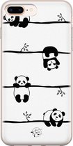 iPhone 8 Plus/7 Plus hoesje - Panda - Soft Case Telefoonhoesje - Print - Zwart