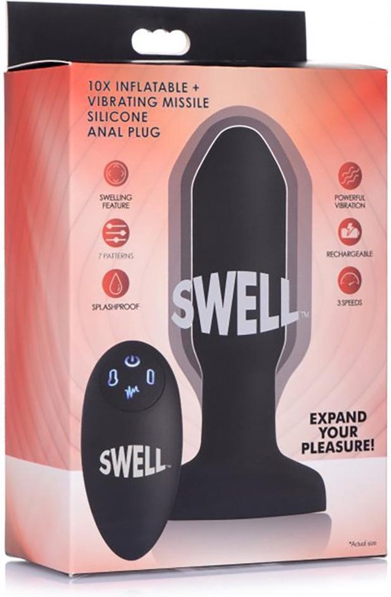 Goedkoopste 10X Inflatable Vibrating Missile Silicone Anal Plug - Butt Plugs & Anal Dildos