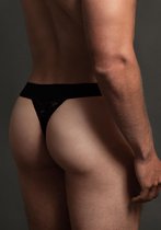 Lace Thong - Black - S/M - Lingerie For Him - Thongs