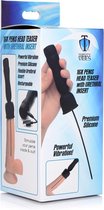 16X Penis Head Teaser with Urethral Sound - Black - Urethral Toys