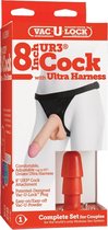 UR3 Cock With Ultra Harness - 8 Inch - White - Strap On Dildos
