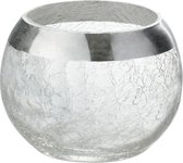 J-Line Kaarshouder Bol Craquele Glas Transparant/Zilver Small