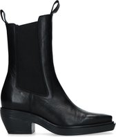 Sacha - Dames - Zwarte leren chelsea boots met vierkante neus - Maat 40