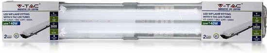 Luminaire V-tac LED TL 120cm, 36w, 4000K, 3400 Lumen IP65, avec 2x tuyau LED  120cm - Pureweb