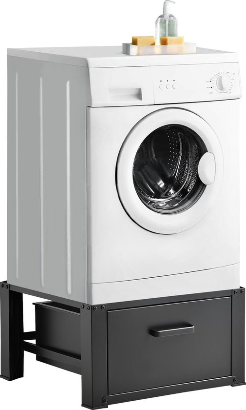 Rehausse de socle pour machine à laver avec tiroir 63x54x31 jusqu'à 150 kg  noir