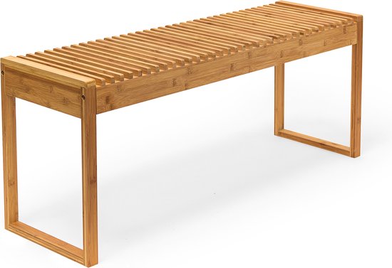 Relaxdays halbank bamboe - houten zitbank - HBD 47x120x33 cm - woonkamer, terras, balkon