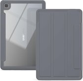 Tablet Hoes geschikt voor Samsung Galaxy Tab A7 (2020) - Tri-Fold Book Case met Transparante Back Cover en Pencil Houder - 10.4 Inch - Grijs