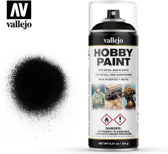 Vallejo val28012 Black Primer Spraypaint 400ml bol