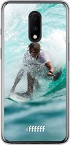 OnePlus 7 Hoesje Transparant TPU Case - Boy Surfing #ffffff