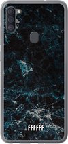 Samsung Galaxy A11 Hoesje Transparant TPU Case - Dark Blue Marble #ffffff