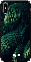 iPhone Xs Hoesje TPU Case - Palm leaves dark #ffffff