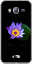 Samsung Galaxy J3 (2016) Hoesje Transparant TPU Case - Purple flower in the dark #ffffff