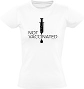 Not vaccinated dames t-shirt | niet gevacinneerd | geen vaccin | corona| covid-19 |  virus | viruswaanzin | Wit