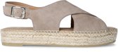 Manfield - Dames - Grijze suède sandalen met gekruiste banden - Maat 38