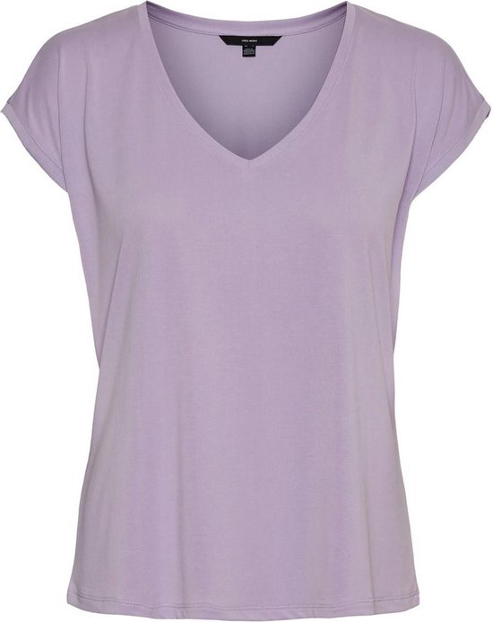 VERO MODA VMFILLI SS V-NECK TEE GA  Dames T-Shirt - Maat XS