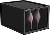 Trend24 Opbergbox - Schoenen opbergsysteem - Opbergdoos - Opbergbox met deksel - Schoenenopbergers - Set van 6 stuks - 25.5 x 33.5 x 19 cm - Transparant - Zwart