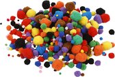 Pompons, d 5-40 mm, diverse kleuren, 42 gr/ 1 doos