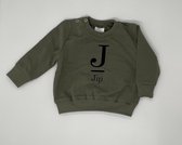 Sweater Letter met naam - Leger groen, 74