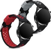 kwmobile 2x armband voor Huawei Watch GT2 (46mm) - Bandjes voor fitnesstracker in zwart / rood / zwart / grijs