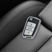 kwmobile autosleutel hoesje compatibel met VW Golf 7 MK7 3-knops autosleutel - autosleutel behuizing in zwart / hoogglans zilver