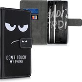 kwmobile telefoonhoesje voor Huawei P30 - Hoesje met pasjeshouder in wit / zwart - Don't Touch My Phone design