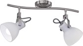 LED Plafondspot - Plafondverlichting - Torna Ginola - E14 Fitting - 2-lichts - Rond - Mat Nikkel - Aluminium