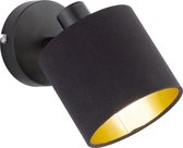 LED Wandspot - Torna Torry - E14 Fitting - Rond - Mat Zwart - Aluminium