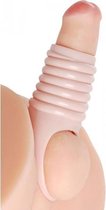 Really Ample - geribbelde penis sleeve - Toys voor heren - Penissleeve's - Beige - Discreet verpakt en bezorgd