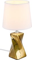 LED Tafellamp - Trinon Aneby - E14 Fitting - Rond - Glans Goud - Keramiek/Textiel