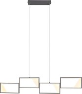 LED Hanglamp - Trinon Civa - 28W - Warm Wit 3000K - Rechthoek - Mat Zwart - Aluminium