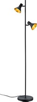 LED Vloerlamp - Trinon Nana - E14 Fitting - 2-lichts - Rond - Mat Zwart - Aluminium