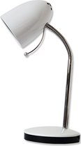 LED Bureaulamp - Igna Wony - E27 Fitting - Flexibele Arm - Rond - Glans Wit