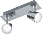 LED Plafondspot - Trinon Narca - 12W - Warm Wit 3000K - 2-lichts - Rechthoek - Mat Nikkel - Aluminium