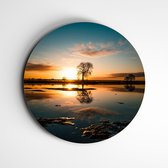 IDecorate - Schilderij - Tegenlicht Natuurprint Fotoprint - Blauw, Bruin En Geel - 90 X 90 Cm